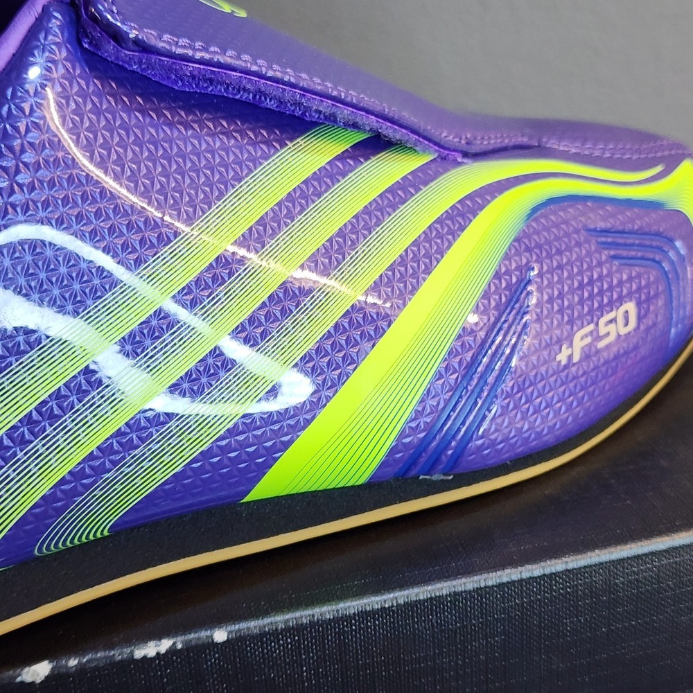 New Womens 8 Adidas Taekwondo F50 Purple Rush JR6025 Lucid Lemon NIB - Picture 5 of 12